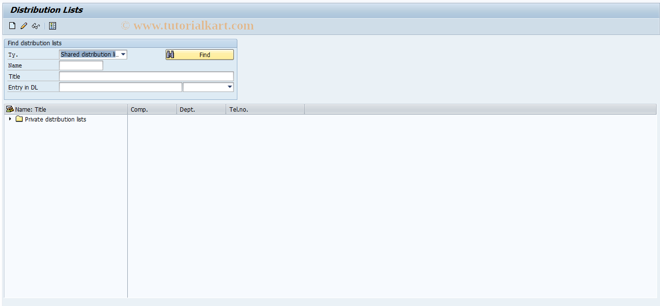 SAP TCode SO15 - SAPoffice: Distribution Lists