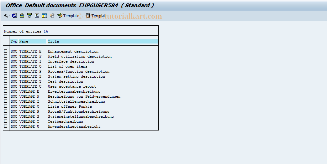 SAP TCode SO20 - SAPoffice: Private Default Document