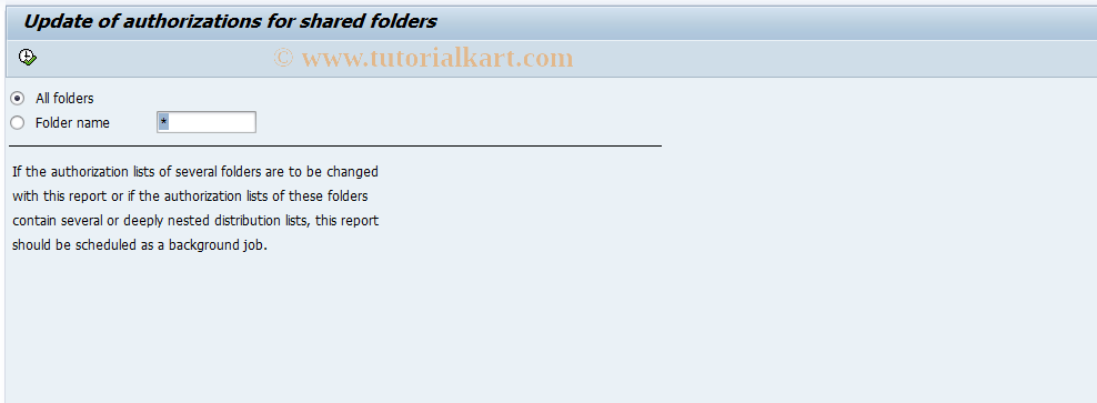 SAP TCode SO38 - SAPoffice:  Synchronization  of Folder Auths.