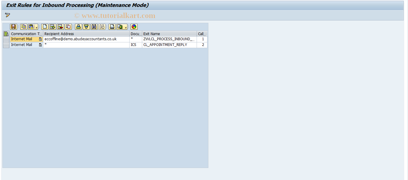 SAP TCode SO50 - Rules for inbound distribution