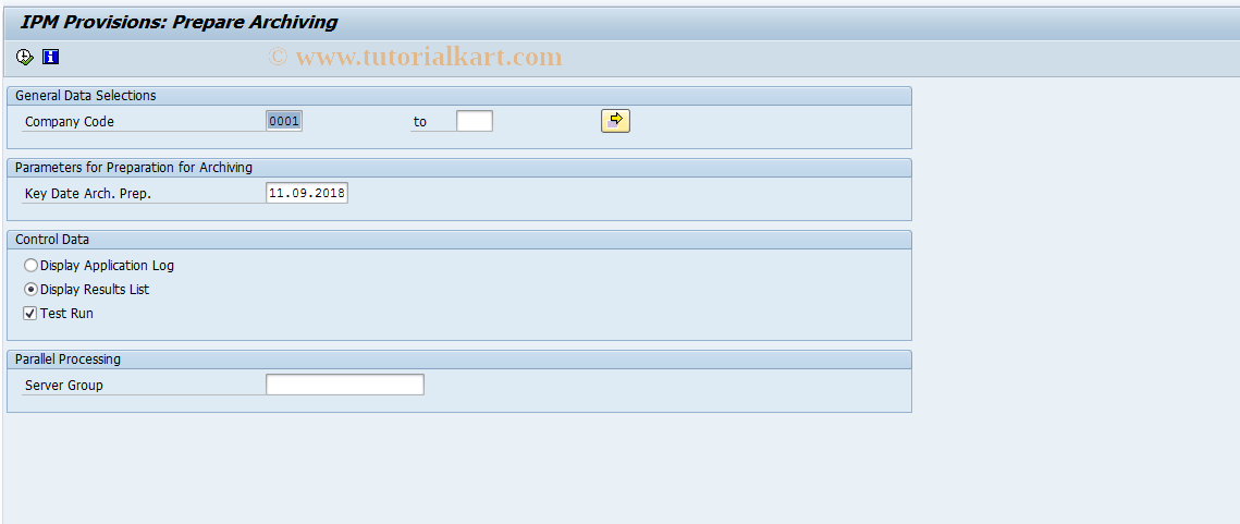 SAP TCode SOAARCHPREP - Preparation of the Archiving Run