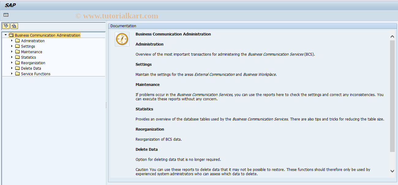 SAP TCode SOADM - BCS: Administration