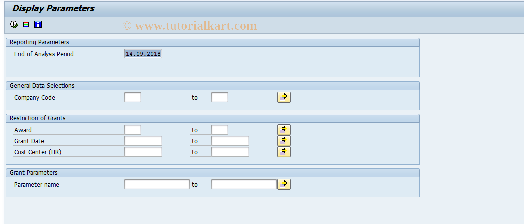 SAP TCode SOADSPARAMS - Reporting ACE Object Parameters SOA