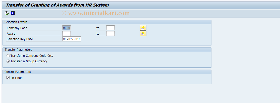SAP TCode SOAHRTRANS - Data Transfer from HR System