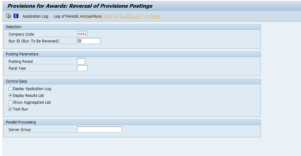 SAP TCode SOAREVERS - Reversal of Provisions Postings