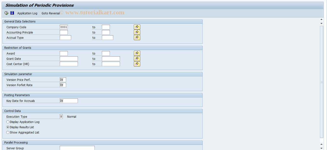 SAP TCode SOASIM - Simulation of Provisions