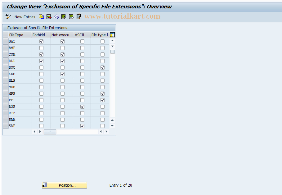 SAP TCode SOPE - Exclude Document Classes