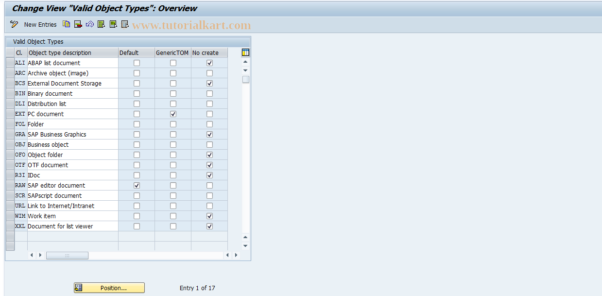 SAP TCode SOTD - SAPoffice: Maintain Object Types