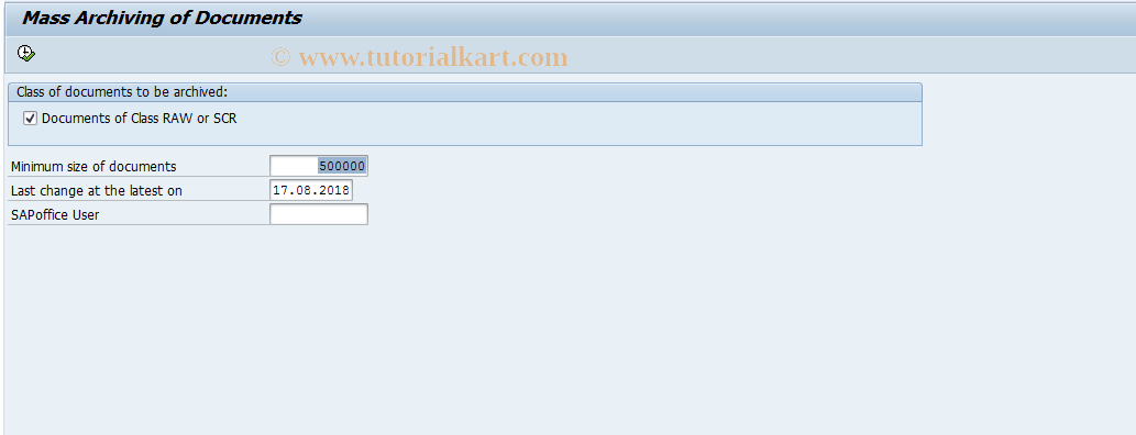 SAP TCode SOY8 - SAPoffice: Mass Archiving