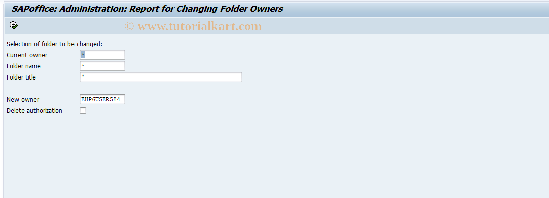 SAP TCode SOYA - SAPoffice: Change Folder Owner