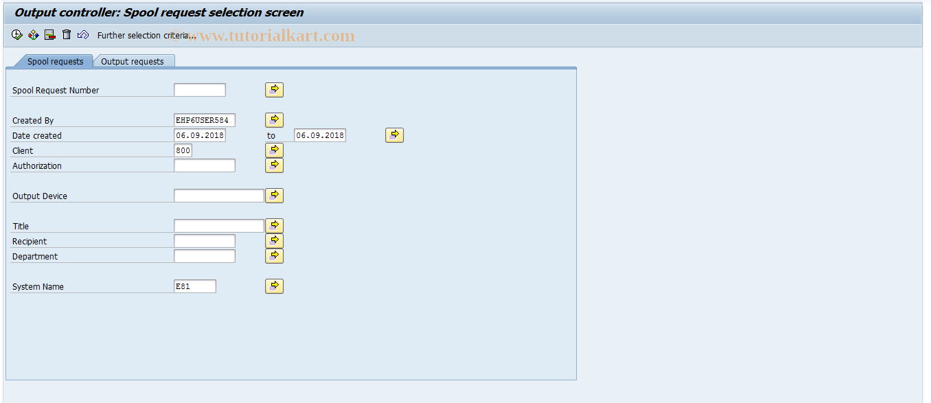 SAP TCode SP01 - Output Controller