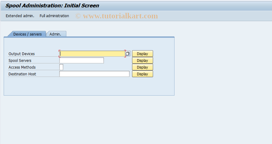 SAP TCode SPAD - Spool Administration