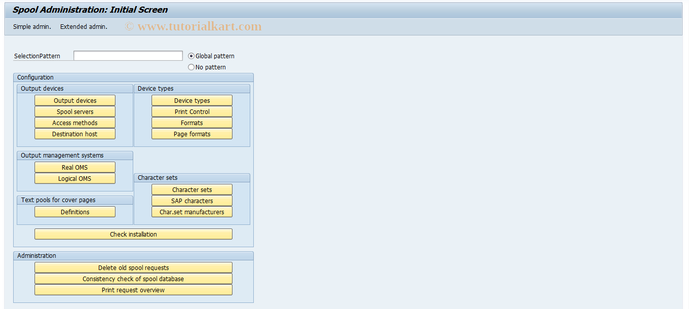 SAP TCode SPAT - Spool Administration (Test)