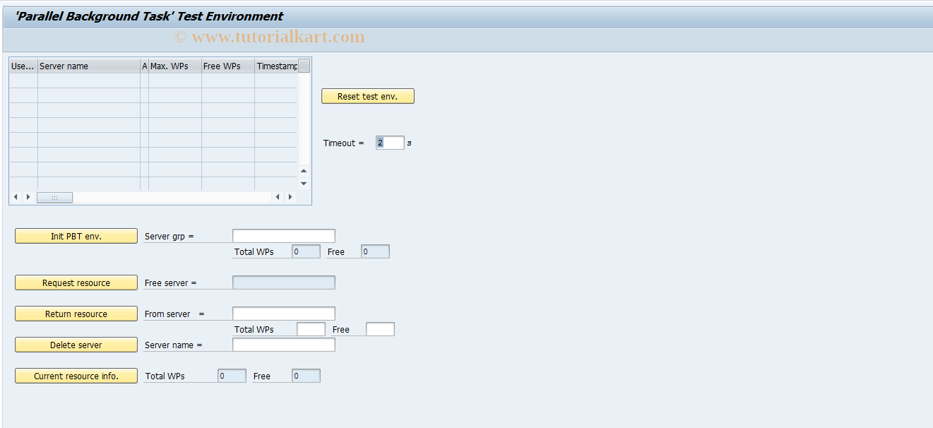 SAP TCode SPBT - Test: Parallel background tasks