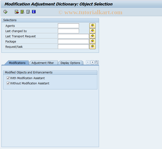 SAP TCode SPDD - Display Modified DDIC Objects