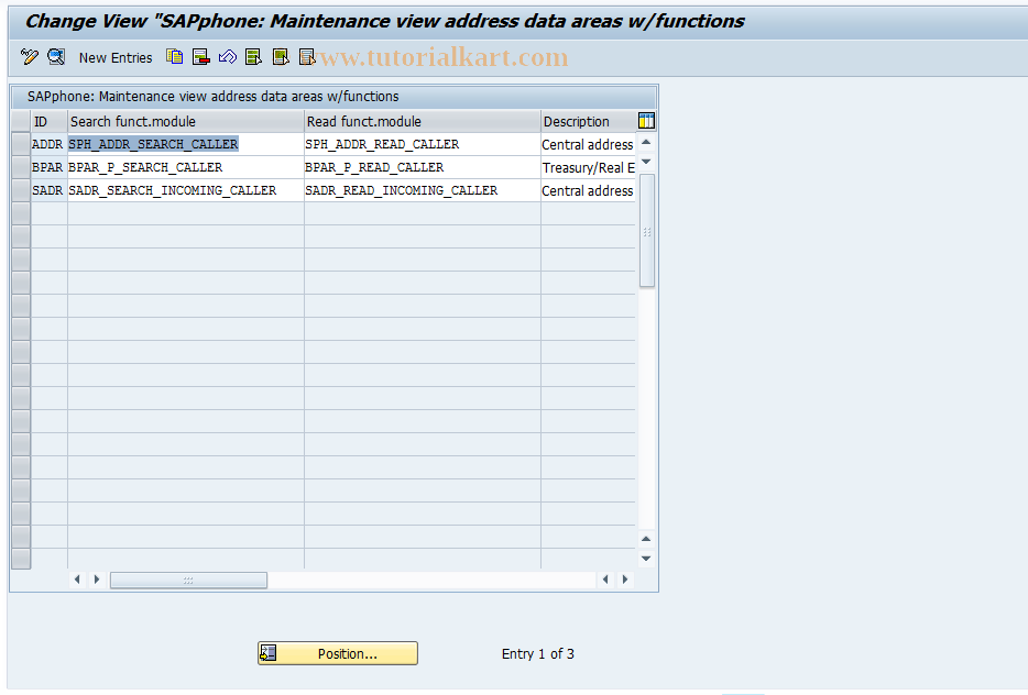 SAP TCode SPH5 - Define Address Data Areas