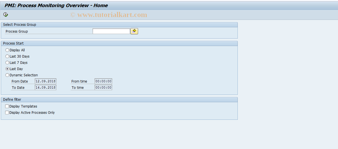 SAP TCode SPIO - Process Monitoring Overview