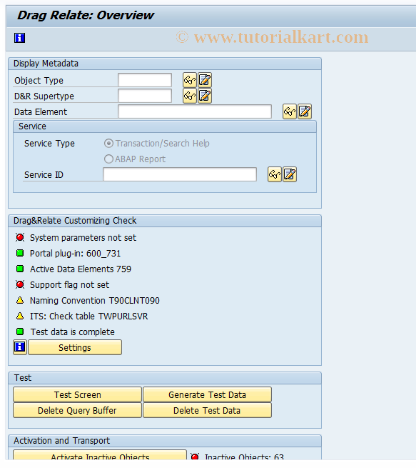 SAP TCode SPO0 - Data for Drag&Relate