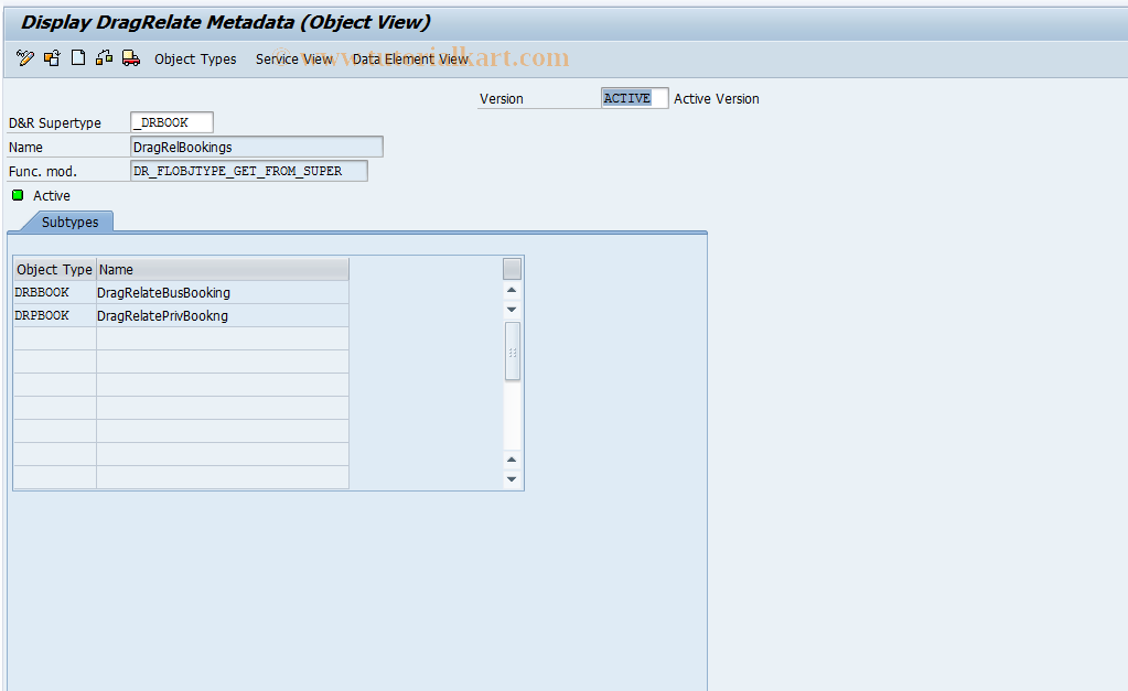 SAP TCode SPO4 - Drag&Relate Metadata: Object View