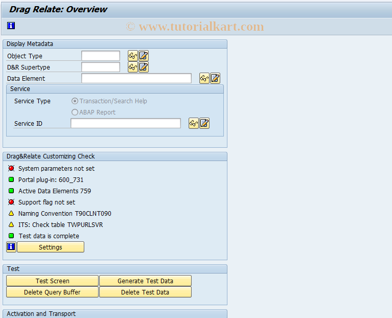 SAP TCode SPO5 - Drag&Relate: Initial Screen