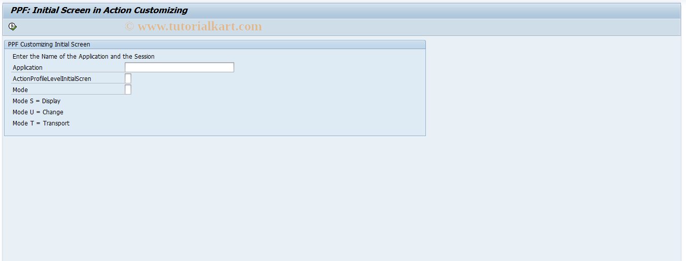 SAP TCode SPPFC - PPF: Initial Screen in Customizing