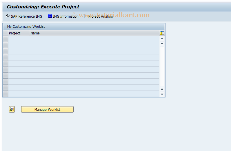 SAP TCode SPRO - Customizing - Edit Project