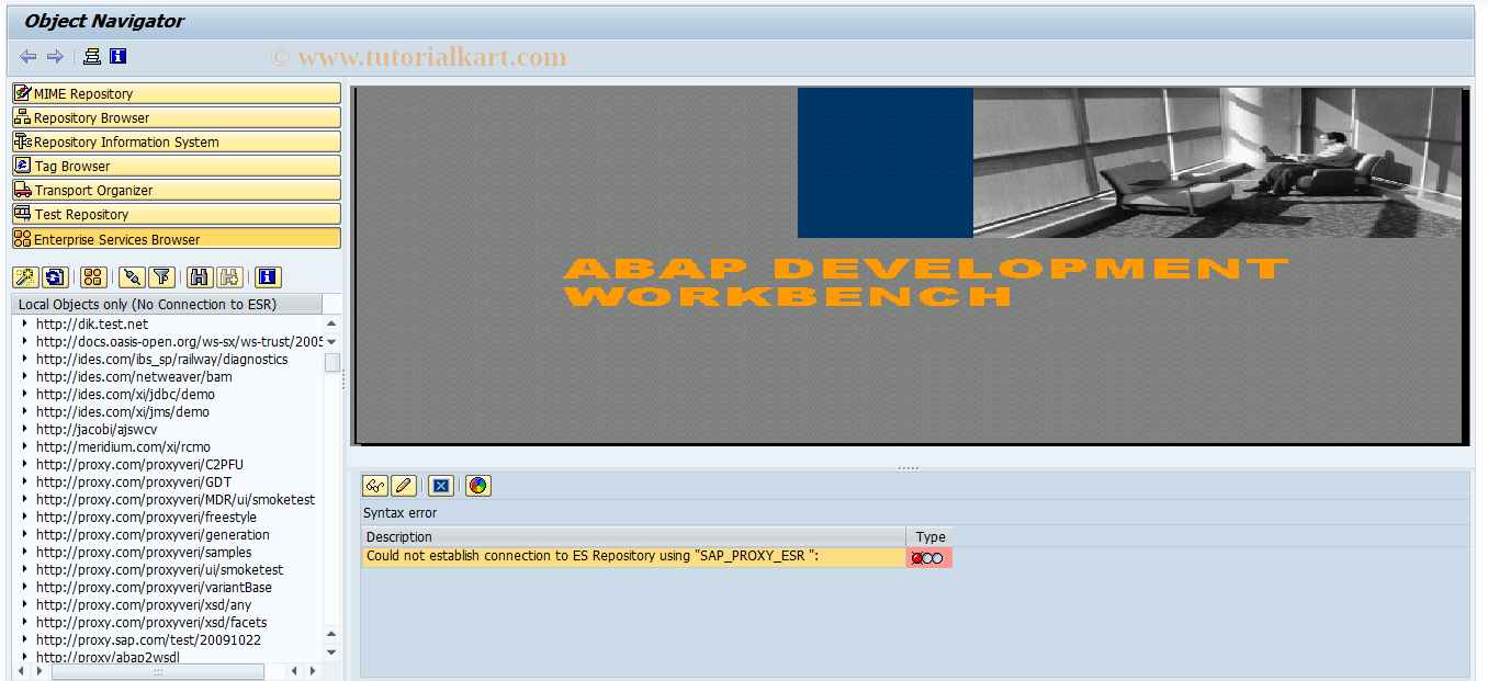 SAP TCode SPROXY - Enterprise Repository Browser