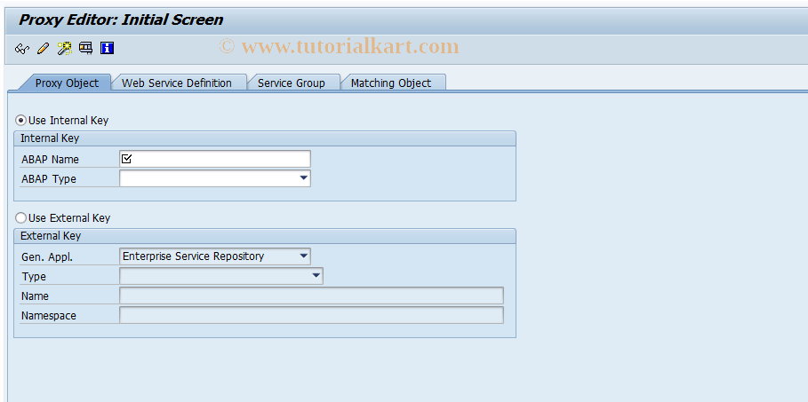 SAP TCode SPROXY_START - Display Proxy Editor