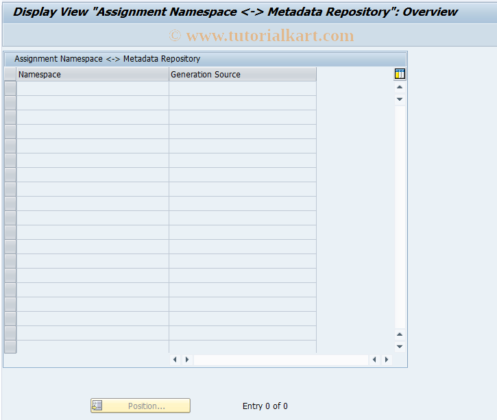 SAP TCode SPXNGENAPPL - Assignment Namespace Generating Appl