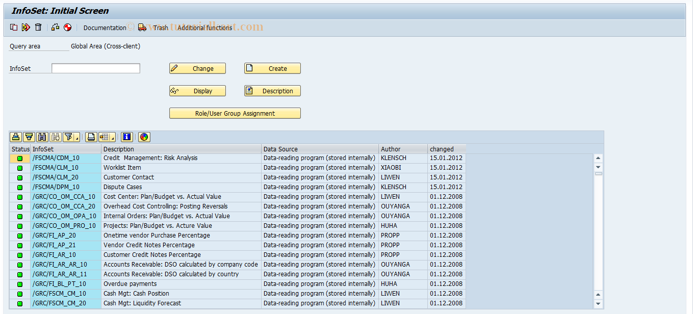 SAP TCode SQ02 - SAP Query: Maintain InfoSet