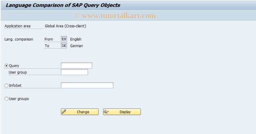 SAP TCode SQ07 - SAP Query: Language comparison