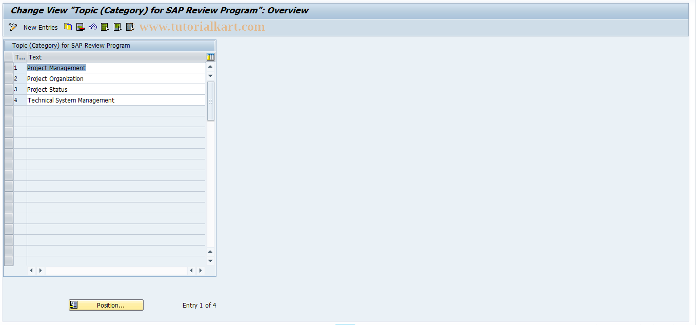 SAP TCode SQATOPIC - Maintain Topics for Review