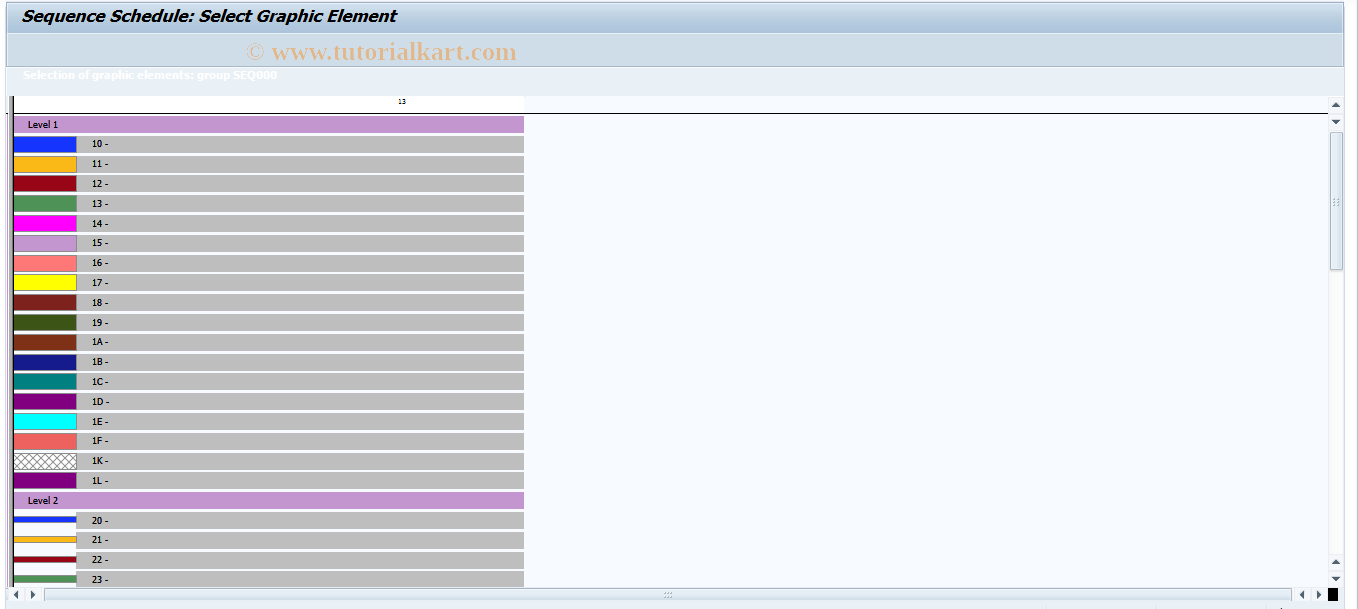 SAP TCode SQ_LEGEND - Sequence Schedule : Select Graphic Elmt