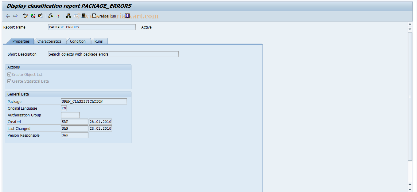 SAP TCode SREP - Maintain report definition