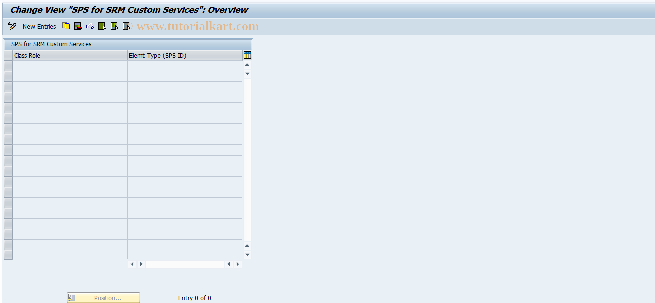 SAP TCode SRMCUSTSRV - SRM: Maintain Custom Services