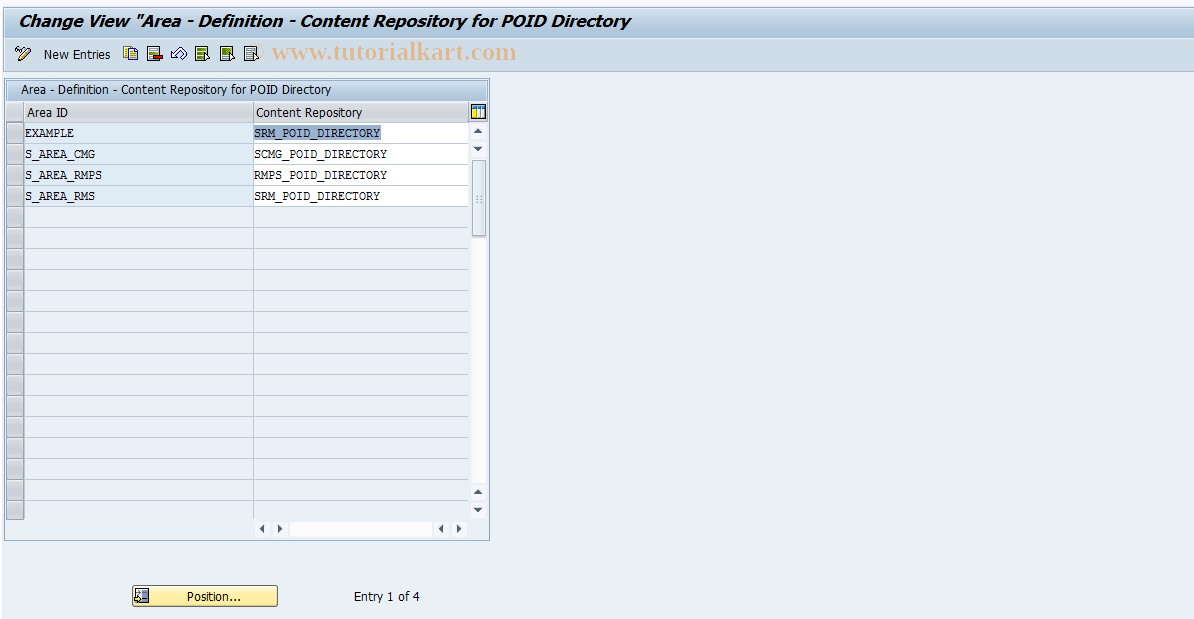 SAP TCode SRMPCR - POID Content Repository