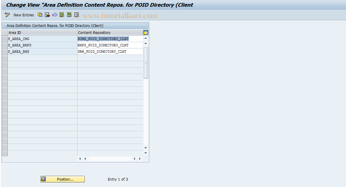SAP TCode SRMPCR_CLNT - POID Content Repository (Client)