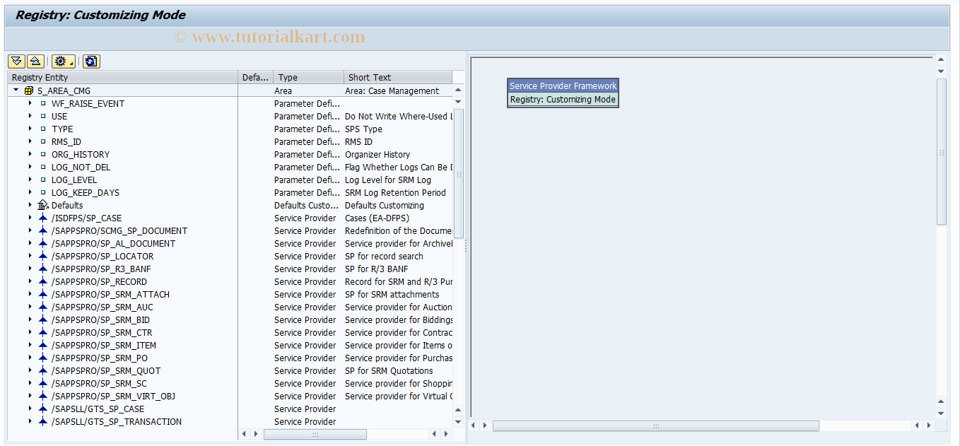 SAP TCode SRMREGEDITC - Maintain SRM Registry (Customer  View)