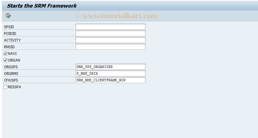 SAP TCode SRMSTART - Records Management