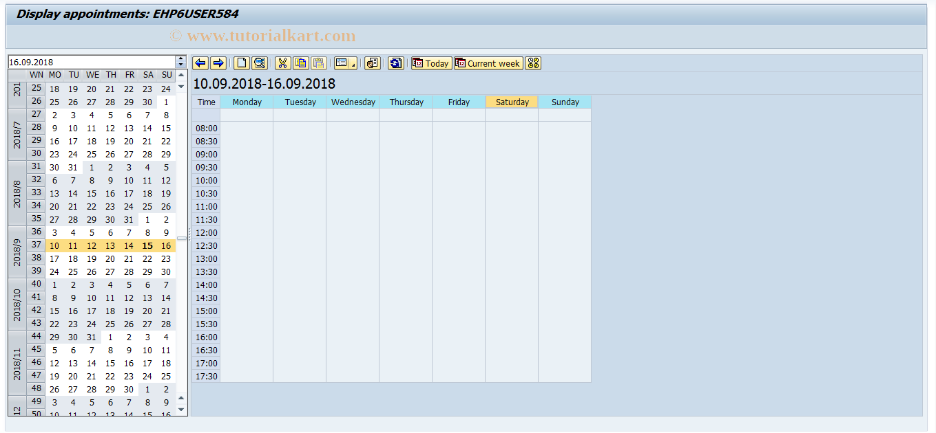 SAP TCode SSC1 - SAP (own) Appointment Calendar