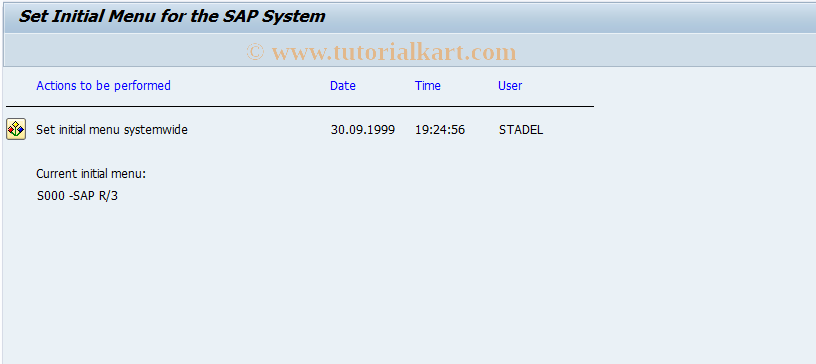 SAP TCode SSM2 - Set Initial Area Menu