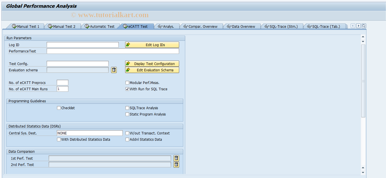 SAP TCode ST30 - Global Perf. Analysis: Execute