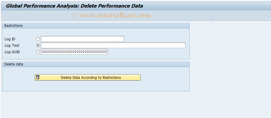 SAP TCode ST36 - Glob. Perf. Analysis: Delete Data