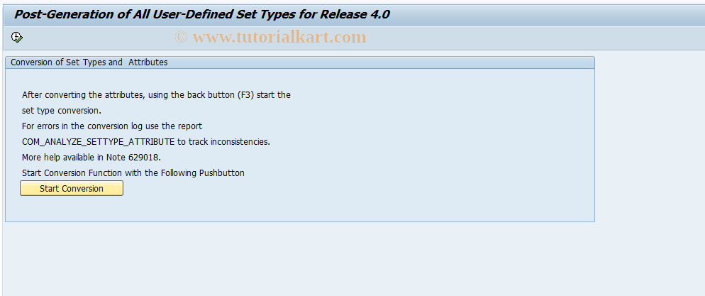 SAP TCode START_40_TRANSFORM - Set Types Conversion