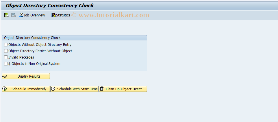 SAP TCode STDR - Object Directory Consistency Check