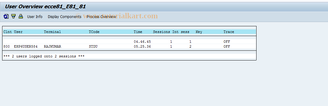 SAP TCode STDU - Debugger display/control (user)