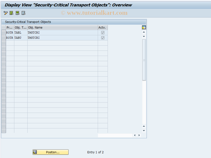 SAP TCode STMS_TCRI - Display/Maintain Table TMSTCRI