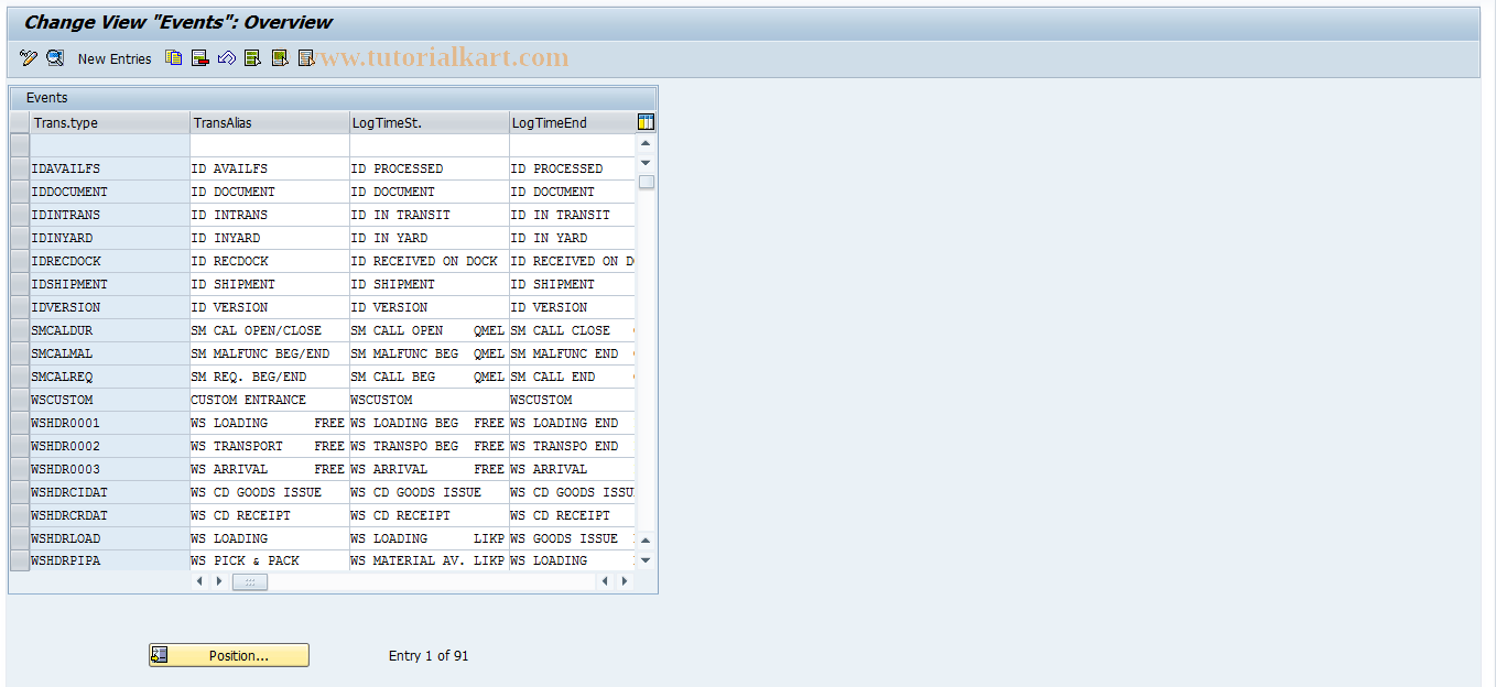 SAP TCode STSEC - Maintain events deadline segment