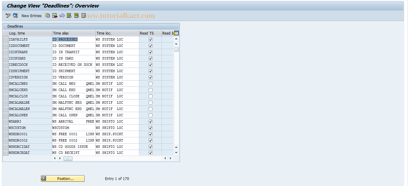 SAP TCode STSTC - Maintain times in time segment