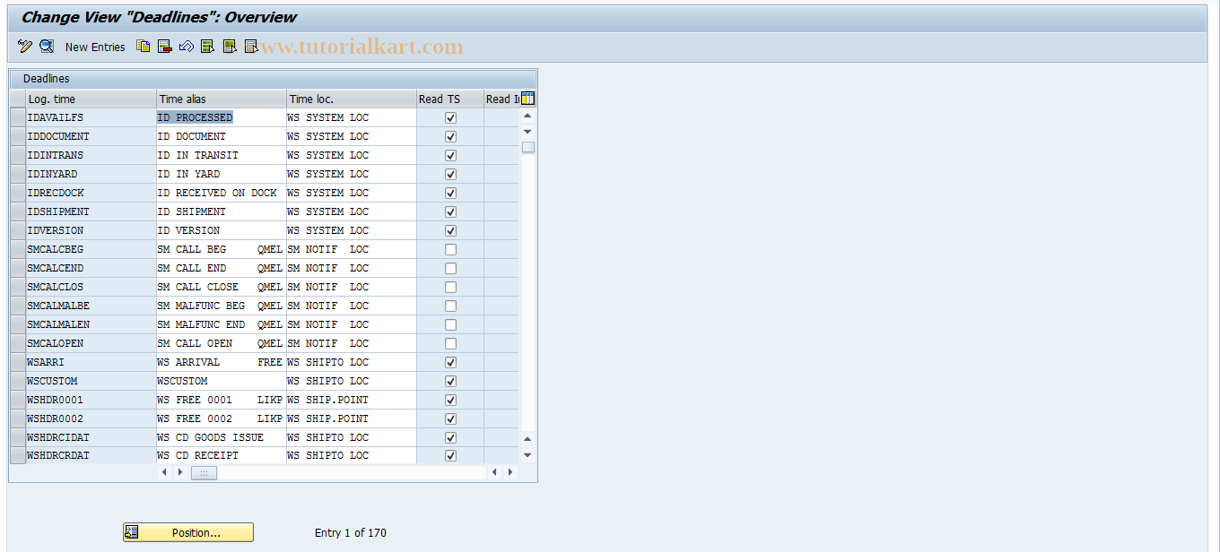 SAP TCode STSTC_DLV - Maintain times in time segment